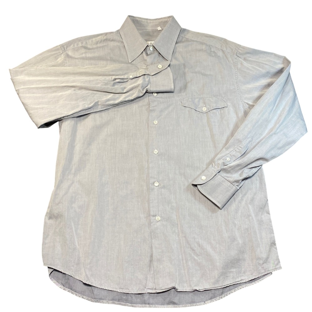 Pal Zileri Gruppo Forall Mens Gray Button Down Shirt Made‎ in Italy 16.5 42
